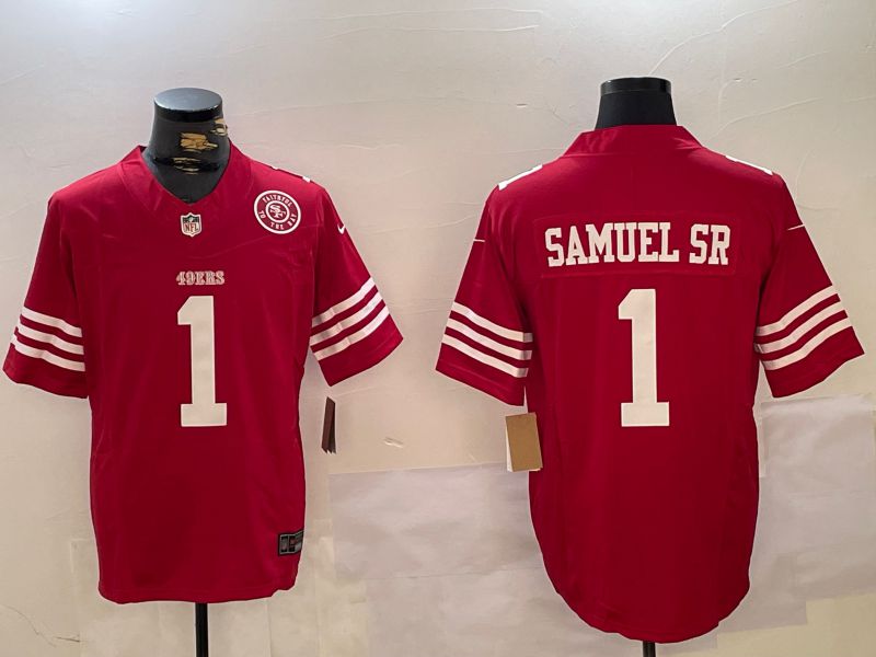 Men San Francisco 49ers #1 Samuel sr Red Three generations 2024 Nike Vapor Limited NFL Jersey style 2